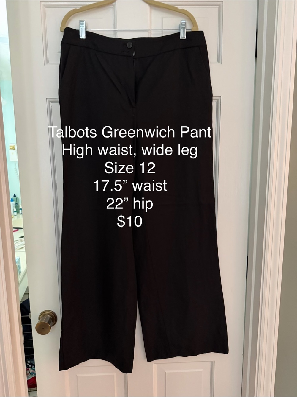 Talbots Greenwich High-Rise Wide-Leg Pants - Black